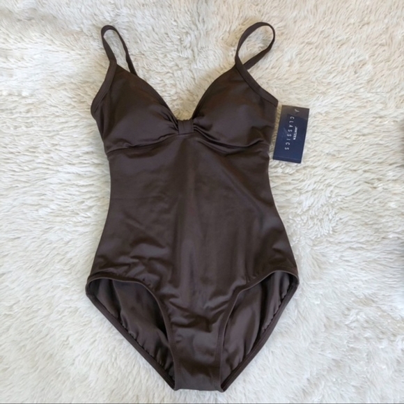 Jantzen Other - NFS NWT Jantzen Classics Brown One-Piece Swimsuit Slimming Tummy Control